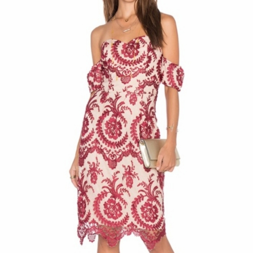 NBD x Revolve Beaux Dress Lace Red SzM